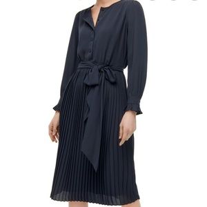 NWT - J Crew Long Sleeve Pleated Dress - 2P - Navy